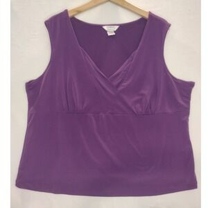 George Womans Plus Purple‎ Sleeveless V Neck Blouse Size 22W / 24 W